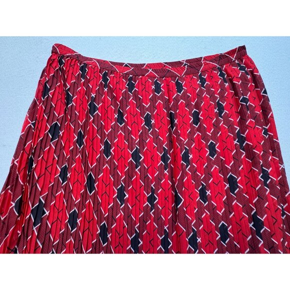 Cathy Daniels Women's Pleated Skirt Elastic Waist Lined Stretch Plaid Size M Red - Picture 11 of 11